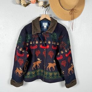 Pendleton Originals Vintage Moose Lodge Coat Wool/Cotton Jacket Women's Large